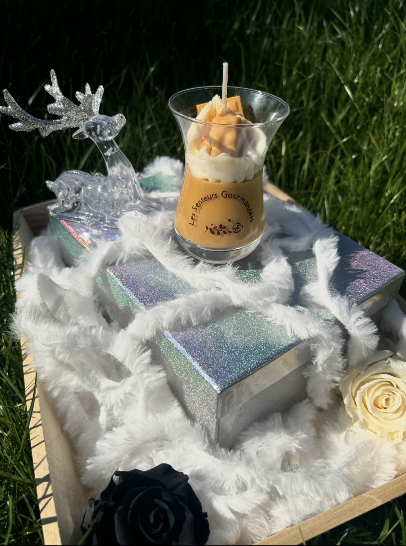 bougie décor fleuri